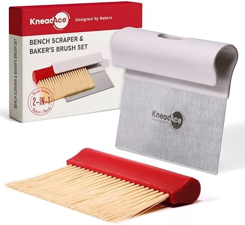 KneadAce Bench Scraper - Dough Scraper with Nesting Baker's Brush Set