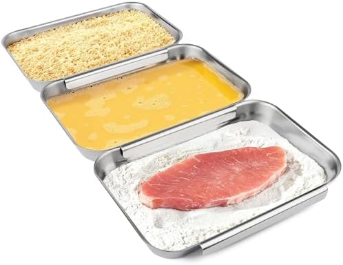 HULISEN Breading Trays Set of 3, Stainless Steel Breading Pans, Small