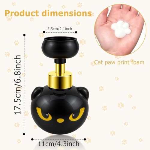 Cute Cat Paw Foam Soap Dispenser, Black Kitty Hand Soap Pump with