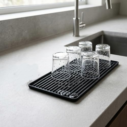 Silicone Dish Drying Mat, Large Drainage Mat for Kitchen Countertop