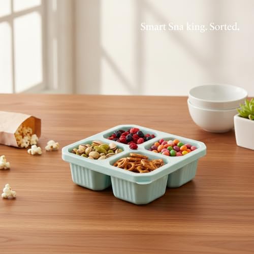 Home Organizers 4-Compartment Snack Box with Lid, Divided Dry Food