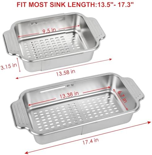 4 In 1 Collapsible 304 Stainless Steel Over-Sink Colander