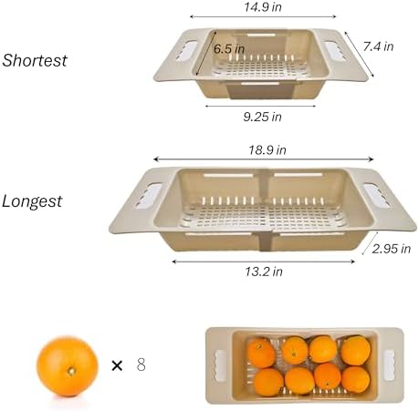 2-Pack Extendable Over the Sink Strainer Colander Basket, Expandable