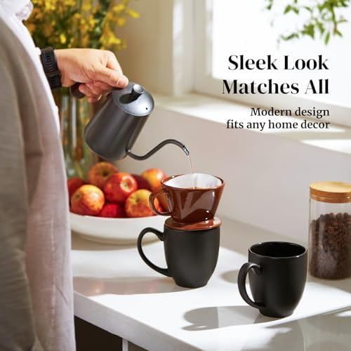 DOWAN Coffee Mugs, Black Coffee Mugs Set of 6, 16 oz Ceramic Coffee