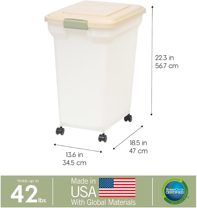 IRIS USA Airtight Dog Food Storage Container, WeatherPro, Removable Wheels - Image 4
