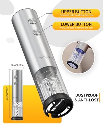 CIRCLE JOY Electric Wine Opener Rechargeable 5-in-1 Stainless Steel