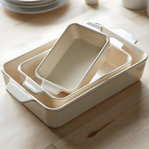 Kook Ceramic Bakeware Set, Rectangular Baking Dishes, For Casseroles