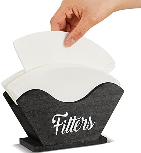 Juexica Farmhouse Cone Coffee Filter Holder Storage, Black