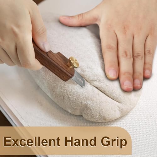 Magnetic Wooden Bread Lame,Hand Crafted Sourdough Scoring Tool with 5