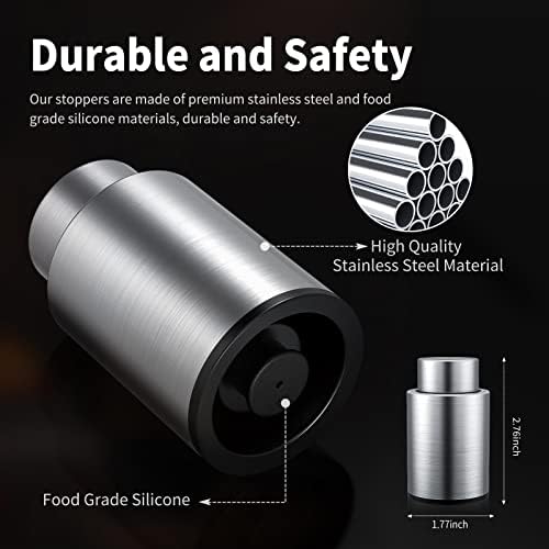 Wine Bottle Stoppers,2-in-1 Vacuum Wine Stopper,Stainless Steel Wine