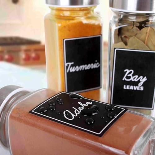 Orii Black Rectangular 160 Spice Labels Stickers for Spice Jars