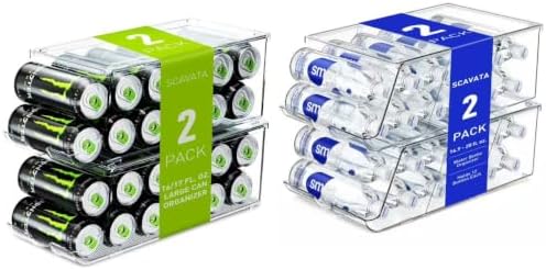 SCAVATA 4 Pack Stackable Drink Organizer Bundle, 2 Tall Skinny Can