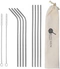 Set of 8 Reusable Stainless Steel Metal Drinking straws with x2