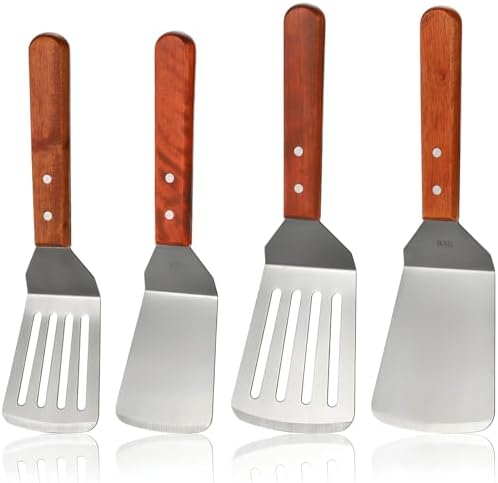 Pumtus 4 Pack Stainless Steel Spatula Set, 2 Sizes Metal Spatulas for