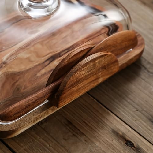 HAN SHENG Wooden Butter Dish with Lid Knife, Butter Storage Holder