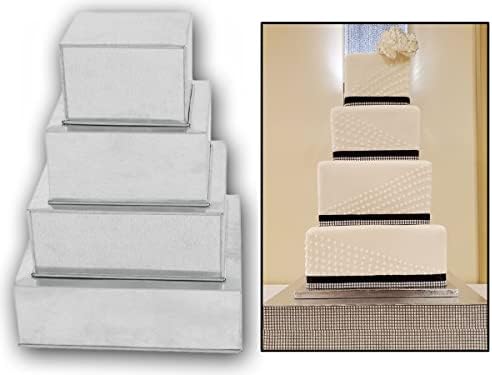 4 Tier Square Baking Pan Set Multilayer Birthday/Wedding Anniversary