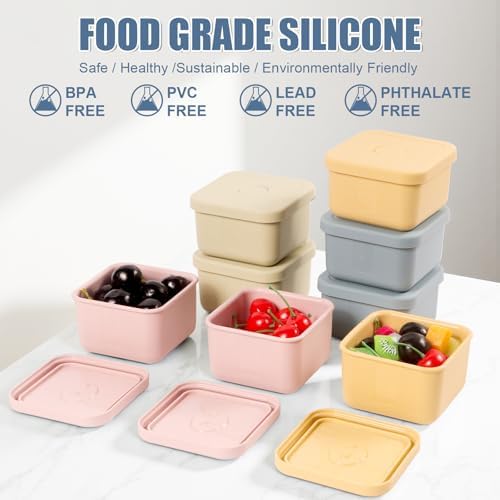 8 pcs 10 oz Silicone Snack Containers with Lids Silicone Food Storage