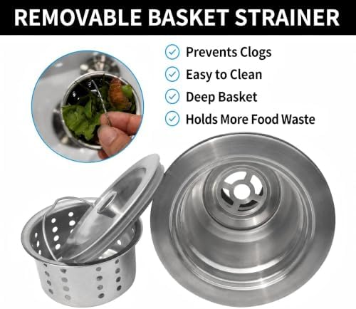 3-1/2-Inch Stainless Steel Kitchen Sink Drain Assembly Kit