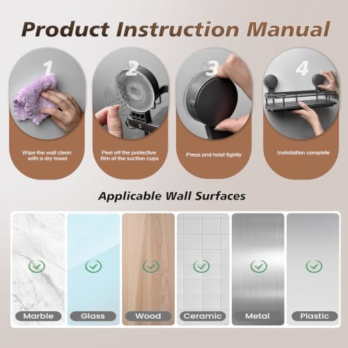 4-in-1 Sink Caddy Sponge Holder wih Strong Suction Cup, Multi-use