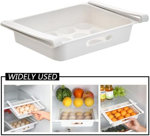 White 12-grid Drawer Egg Storage Box for Refrigerator, 3pcs
