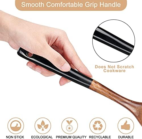 Wooden Spatula Set for Cooking Spoon Non Toxic Teak Kitchen Utensils