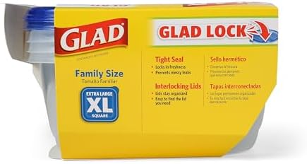 Glad GladWare XL Square Food Storage Containers, 104 Oz, 3 Count
