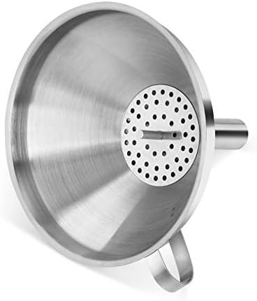 New Star Foodservice Stainless Steel Funnel with Detachable Strainer
