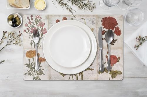 Vinyl Rectangular Placemats Set of 4 - Non Slip Place Mats Ideal for