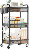 YASONIC 3-Tier Metal Rolling Storage Cart, Black