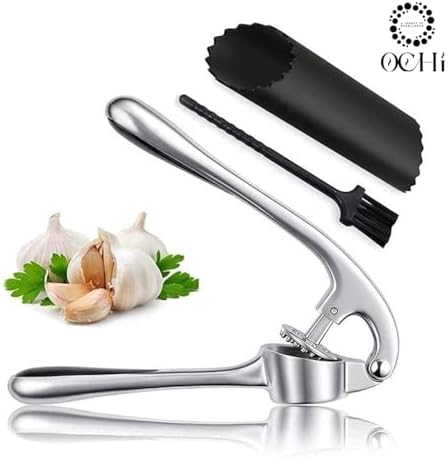 OCHI Stainless Steel Garlic Press Set (Silver)