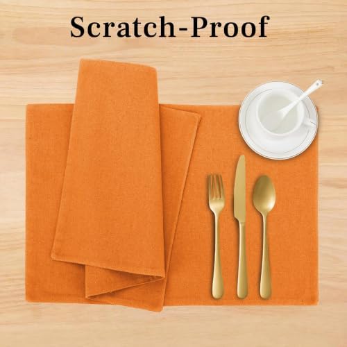 MANSPHIL Orange Placemats Set of 4 Cotton Linen Fall Place Mats