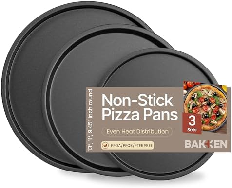 Bakken- Swiss Pizza Tray Set 3-Piece – Gray Coating, Non-Stick, Round