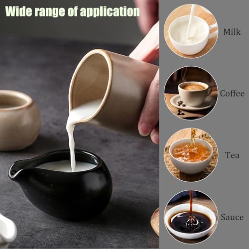Mini Ceramic Creamer Pitchers for Milk and Syrup, 3 oz, 2-Pack