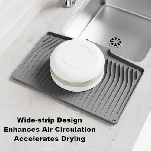 Silicone Dish Drying Mat with Raised Drainage Edges,Non-Slip and