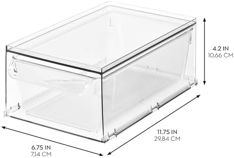 iDesign Stackable Kitchen Storage Drawer, Set of 4, Clear