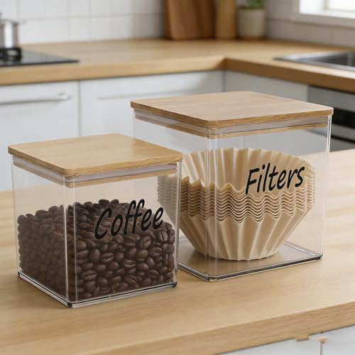 Coffee Bar Organizer Set, 2 Pack Clear PET Coffee Filter Holder and