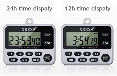 XREXS 4 Channel Digital Kitchen Timer with Large LCD Display