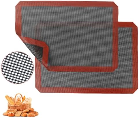2PCS 16.5"x11.6" Perforated Baking Mats, Silicone Half Sheet Pan Black