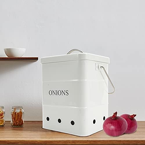 Onion Storage Bin, Metal Storage Tin with Aerating Holes - Kitchen