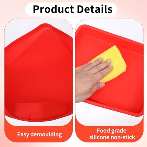 5 Pack Large Silicone Square Baking Pan, 10 x 8 x 1.6 Inches Nonstick