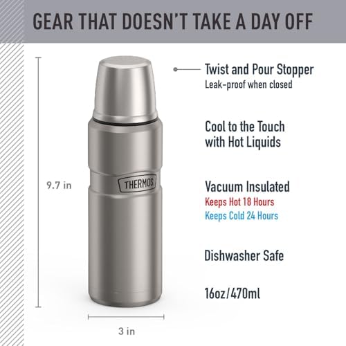 THERMOS Stainless King Vacuum-Insulated Compact Bottle, 16 Ounce