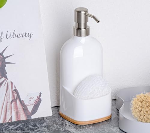 Clasin Home Kitchen Soap Dispenser with Sponge Holder, Refillable