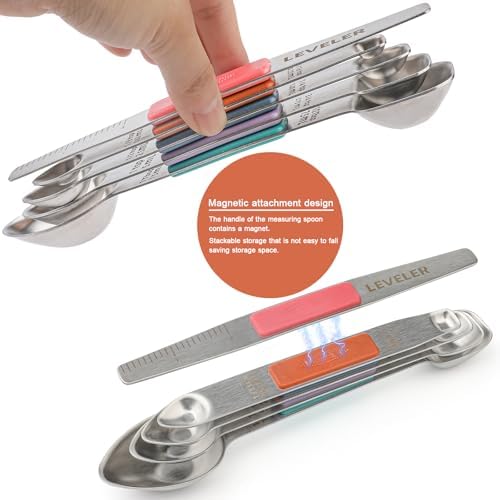 Magnetic Measuring Spoons Set Stainless Steel Double Sided Measuring