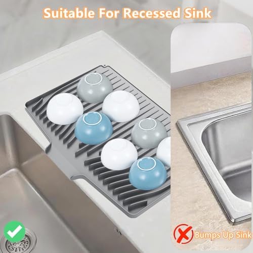 Dish Drying Mat, Silicone Dish Drying Mat for Kitchen Counter