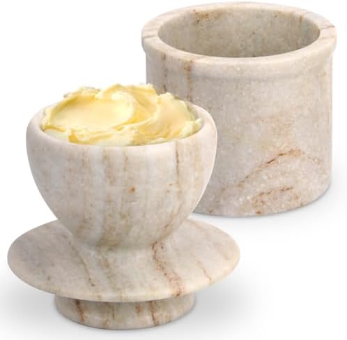 Marble Butter Keeper With Lid, Viva Jade, 3.5"L x 3.5"W x 4"H