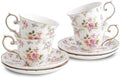 Agyiuns tea cups and saucers ceramic coffee mug 6oz set of 4 for