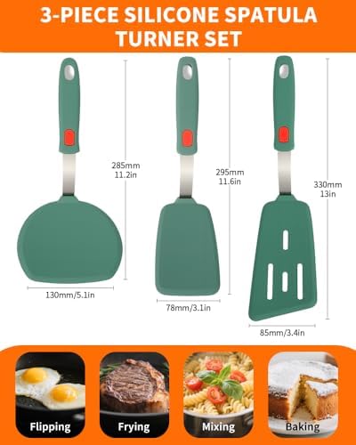 Brigii Silicone Spatula Turner Set, 3-Piece