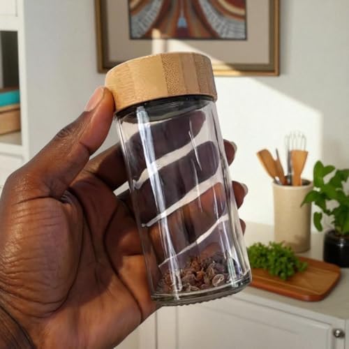 24 Round Glass Jars 120ml with Bamboo & Shaker Lids & Nigerian Spice