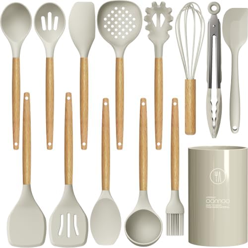 oannao Silicone Cooking Utensil Set, Khaki