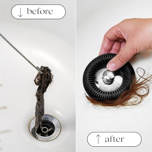 TubRing & SinkRing Black Combo – Bathroom Drain Hair Catcher Set for